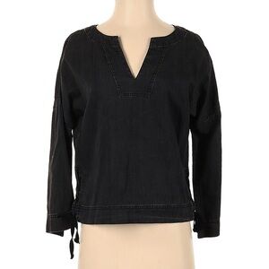 Madewell Size XS Denim Side-Lace Top In Sloan Black